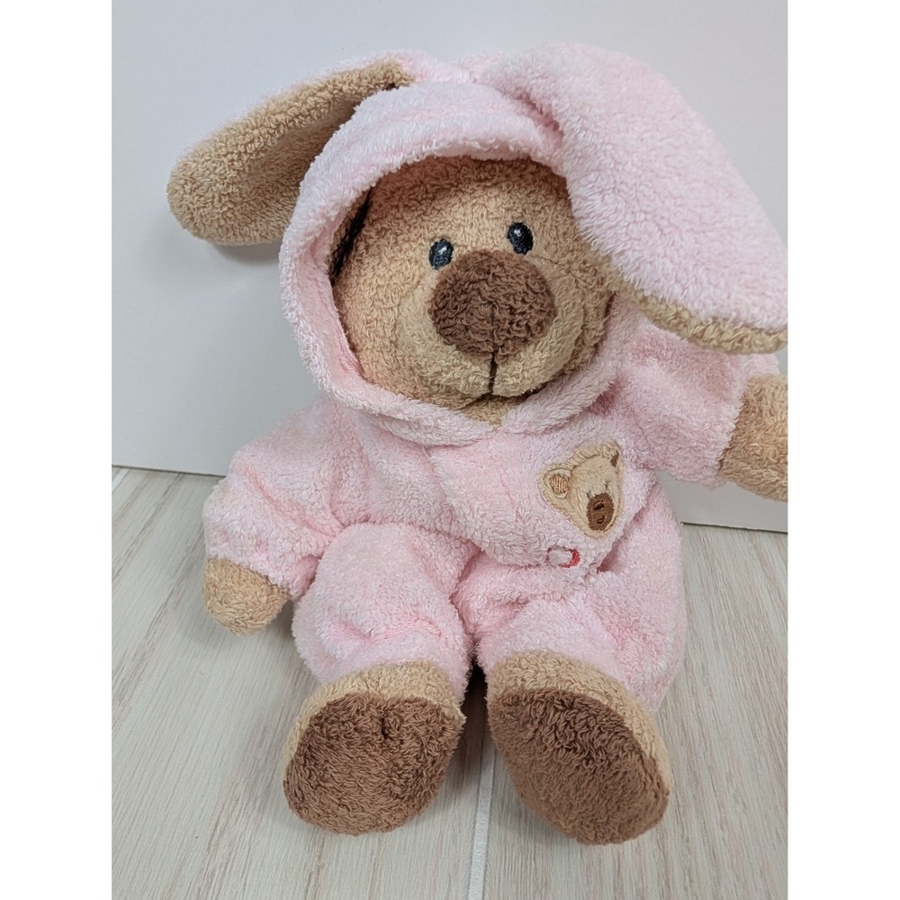 Ty Pluffies Love to Baby Bear 8" Plush Pink Bunny Hooded Pjs 2005